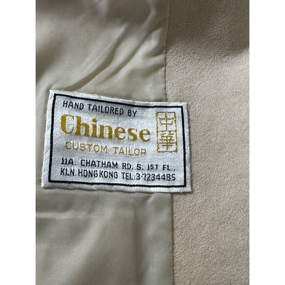 Hand Tailored Vintage Beige Suede Blazer Jacket By Chinese Custom Tailor - Picture 5 of 7